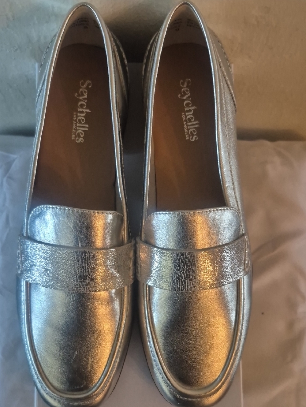 Seychelles Metallic Silver Penny Loafers